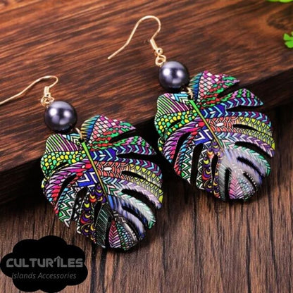 Boucles d'Oreilles Polynésiennes - Feuille de Uru