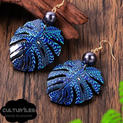 Boucles d'Oreilles Polynésiennes - Feuille de Uru