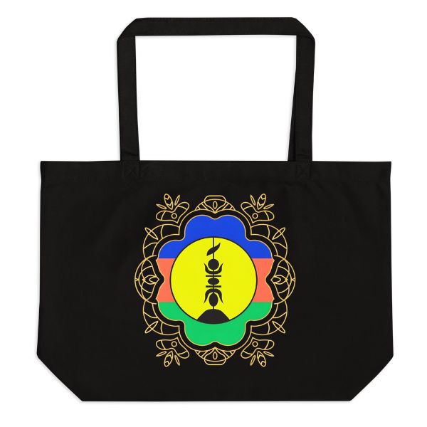 Grand tote bag bio  aux teintes emblématiques de la culture kanak.