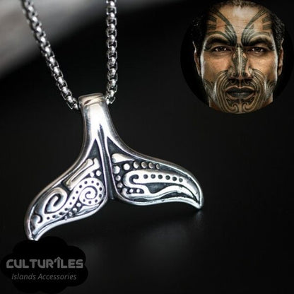 Collier Pendentif Hommes - Collier Maori Queue de Baleine - Collier de protection - Polynésie / Nouvelle Zélande