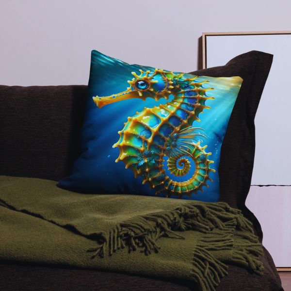 Coussin Déco Haut de Gamme -  Hippocampe