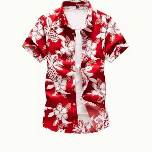 Chemise Hawaïenne Rouge Vif pour Homme – Faites Sensation avec Élégance !