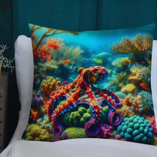 Coussin Déco Haut de Gamme - La Pieuvre des Abysses