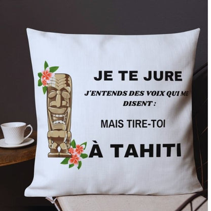 Coussin  "Voyage à Tahiti"  55 cm x 55 cm