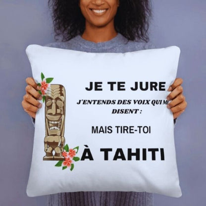 Coussin  "Voyage à Tahiti"  55 cm x 55 cm