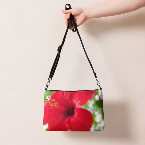 Sac bandoulière Design Hibiscus Rouge des Antilles