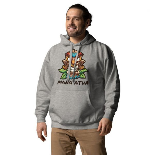 Sweat Shirt  à capuche Gris pour Homme ou Femme  -  Mana Atua - Maori