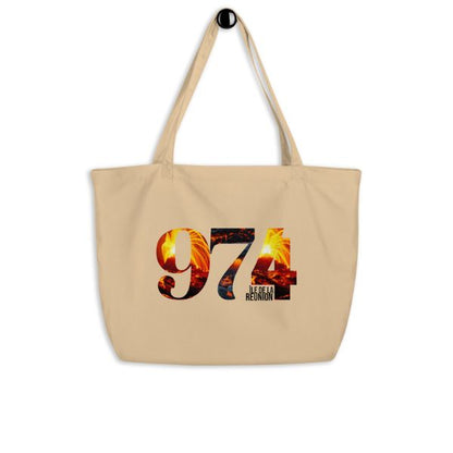 Grand Tote Bag Bio Design 974 La Réunion – Symbole du Volcan Piton de la Fournaise