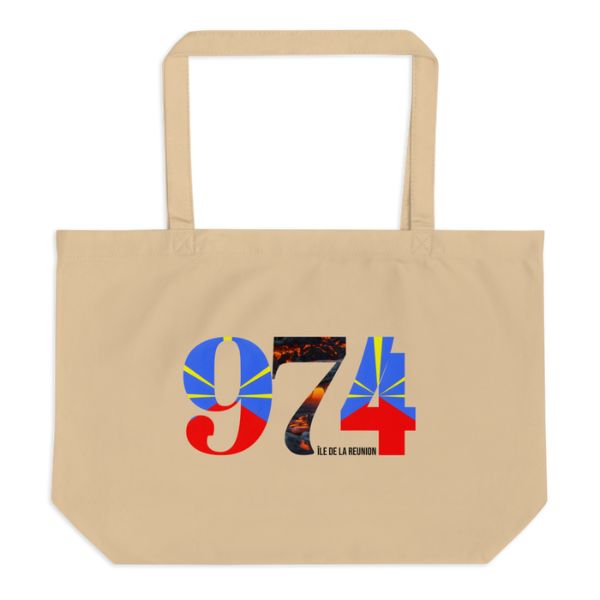 Grand Tote Bag Bio Design 974 La Réunion – Symbole du Volcan Piton de la Fournaise