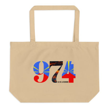 Grand Tote Bag Bio Design 974 La Réunion – Symbole du Volcan Piton de la Fournaise