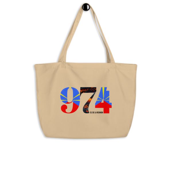 Grand Tote Bag Bio Design 974 La Réunion – Symbole du Volcan Piton de la Fournaise