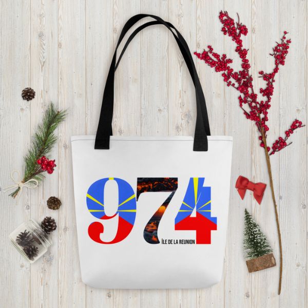 Tote Bag Bio Design 974 La Réunion – Symbole du Volcan Piton de la Fournaise