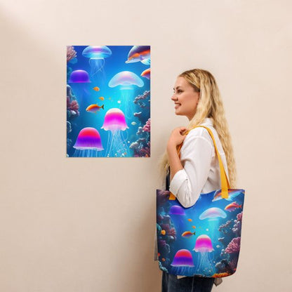 Tote Bag Faune Marine – L'Élégance Envoûtante des Méduses Phosphorescentes