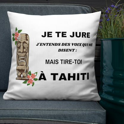 Coussin  "Voyage à Tahiti"  55 cm x 55 cm