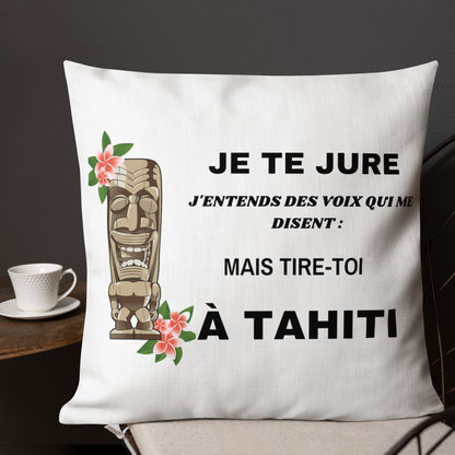 Coussin  "Voyage à Tahiti"  55 cm x 55 cm