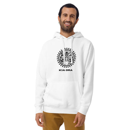 Sweat Shirt  à capuche Blanc pour Homme - Visage Maori  - KIA ORA